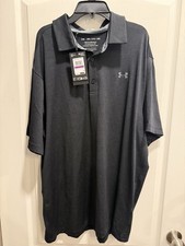 Under Armour Men's Play Off Heather Polo Shirt HeatGear Black Size 2XL NWT