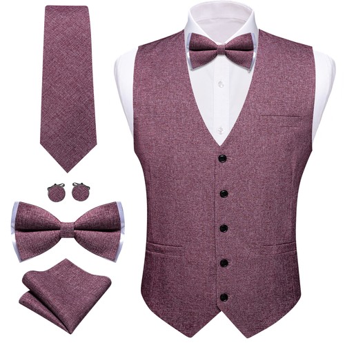 Men's Tuxedo Vest & Bowtie/Necktie Set, Classic Formal Waistcoat Paisley Floral - Picture 17 of 224