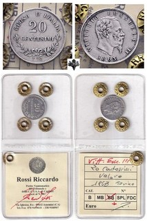 REGNO D'ITALIA 20 centesimi 1863 Torino ARGENTO PERIZIATA Vittorio Emanuele II