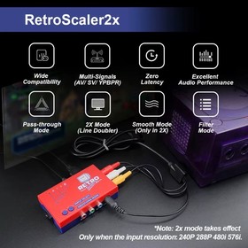 RetroScaler2x AV to HDMI Up-Scaler Converter Line-Doubler Retro Consoles PS2 N64