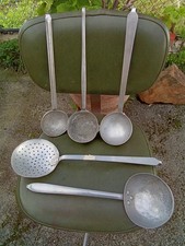 VINTAGE,  LOTTO DI 5 MESTOLI DA CUCINA IN ALLUMINIO, VEDI FOTO.