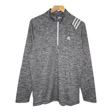 Adidas Mens Grey Heather Performance Quarter Zip Golf Pullover Medium