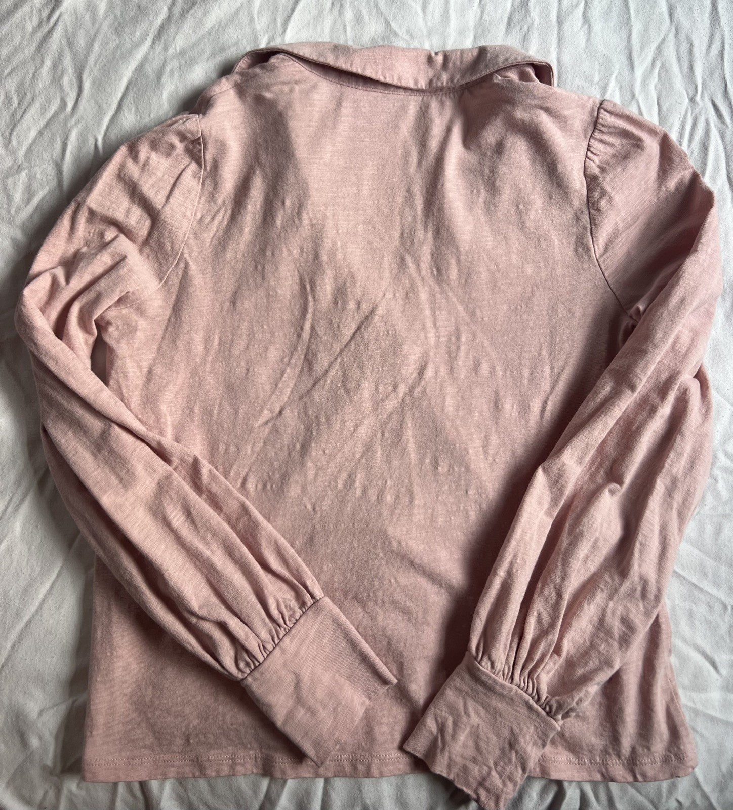 Boden Solid Pink Collared V-neck Puff Sleeve Long… - image 5