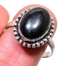Natural Black Onyx Gemstone 925 Sterling Silver Jewelry Ring Size 9 Love Gift r2