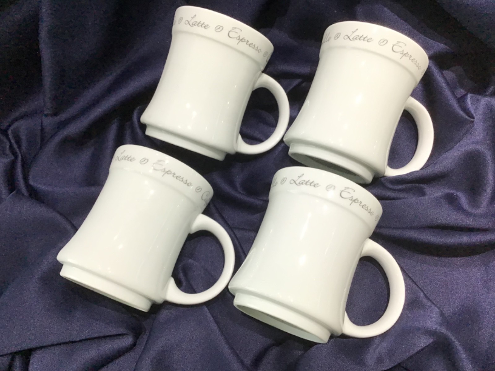 4 JOIE JO!E MUGS coffee latte espresso cafe mocha NEVER USED! NEW! EXCELLENT!!