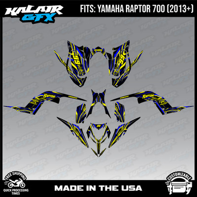 Graphics Kit for YAMAHA RAPTOR 700 (2013+) 16 MIL 700R Prime Series - Yellow
