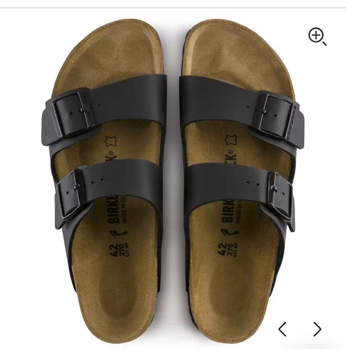 Birkenstock Arizona Men\'s Black Double-Strap Slide Sandals size 41 US 8 Mens Birkenstock Arizona Soft Footbed Slide Sandal - Black  main image 4