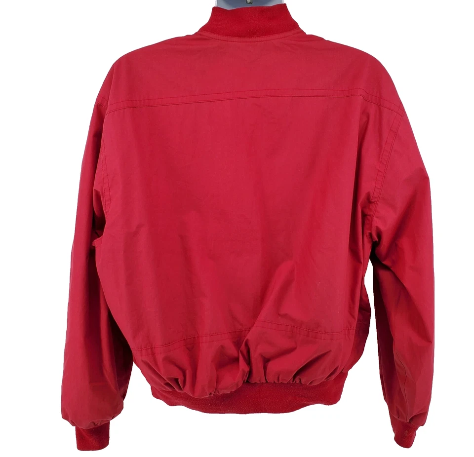 Vintage 90s Style Red Bomber Jacket Plaid Flannel Lined USA Eagle Logo Men’s XL - Image 4 of 4