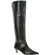 Gianni Bini Black Leather Knee-High Boots sz 7.5M Kitten Heel NWOB
