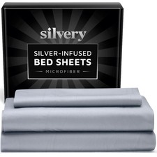Silver Infused Bed Sheets Set - Ultra-Soft Temperature-Regulating Fabric with...