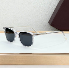 Tom Ford TF5831-F-B Sunglasses Crystal Clear Frame / Smoke Gray Lens New w/ Case
