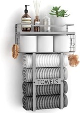 Towel Racks Bathroom Wall Mounted Bath Wall Towel Holder Set Above Toilet Grey