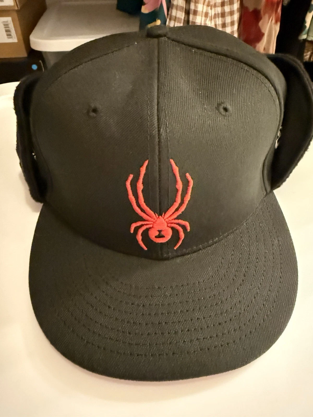 Supreme Spyder Earflap New Era 59Fifty Black Fitted Fleece Lined Size 8