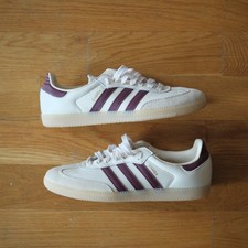 Adidas Samba OG Shoes White Burgundy Classic Sneakers Men's Size 9.5