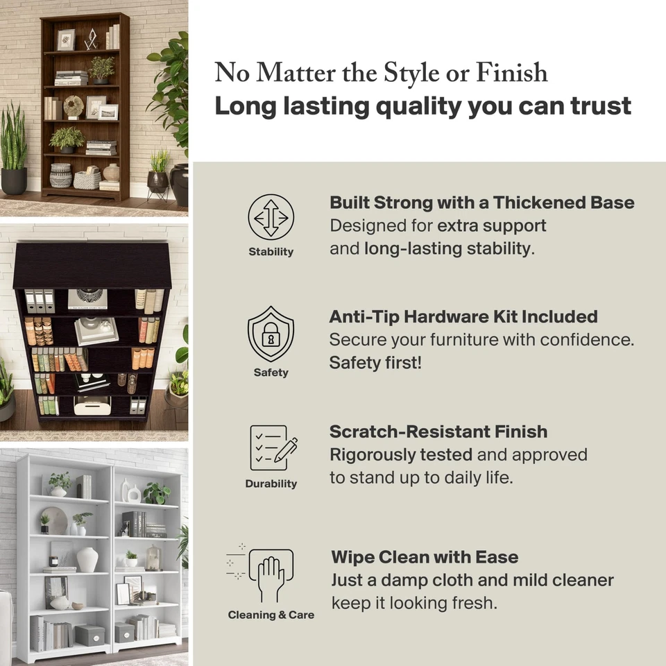 Cabot Tall 5 Shelf Bookcase in Reclaimed Pine - Image 4 of 4