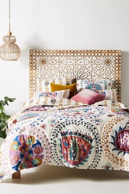 Anthropologie Delissa 100% Cotton Double Sided Quilt FULL SIZE  Bohemian 