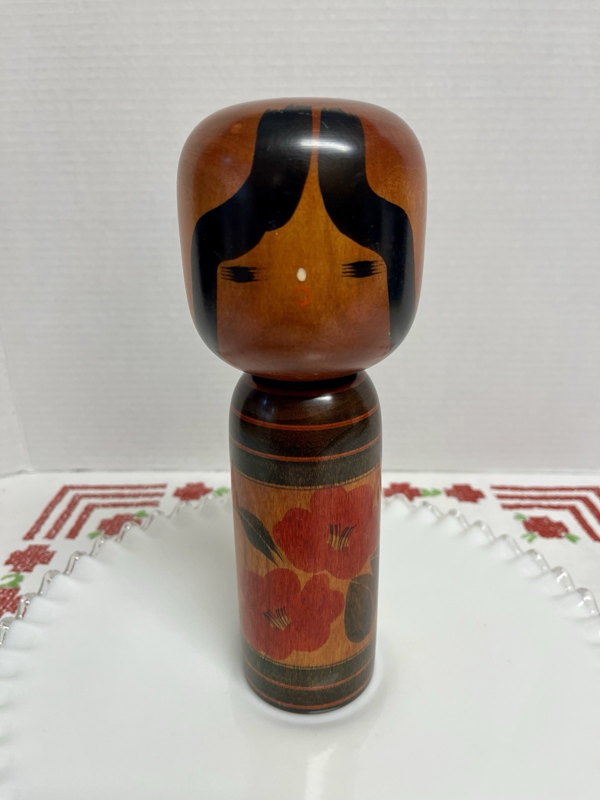Traditional Handmade Japanese Wooden Kokeshi Doll Artist Signed Tōhoku Folk Art, vintage wood decor