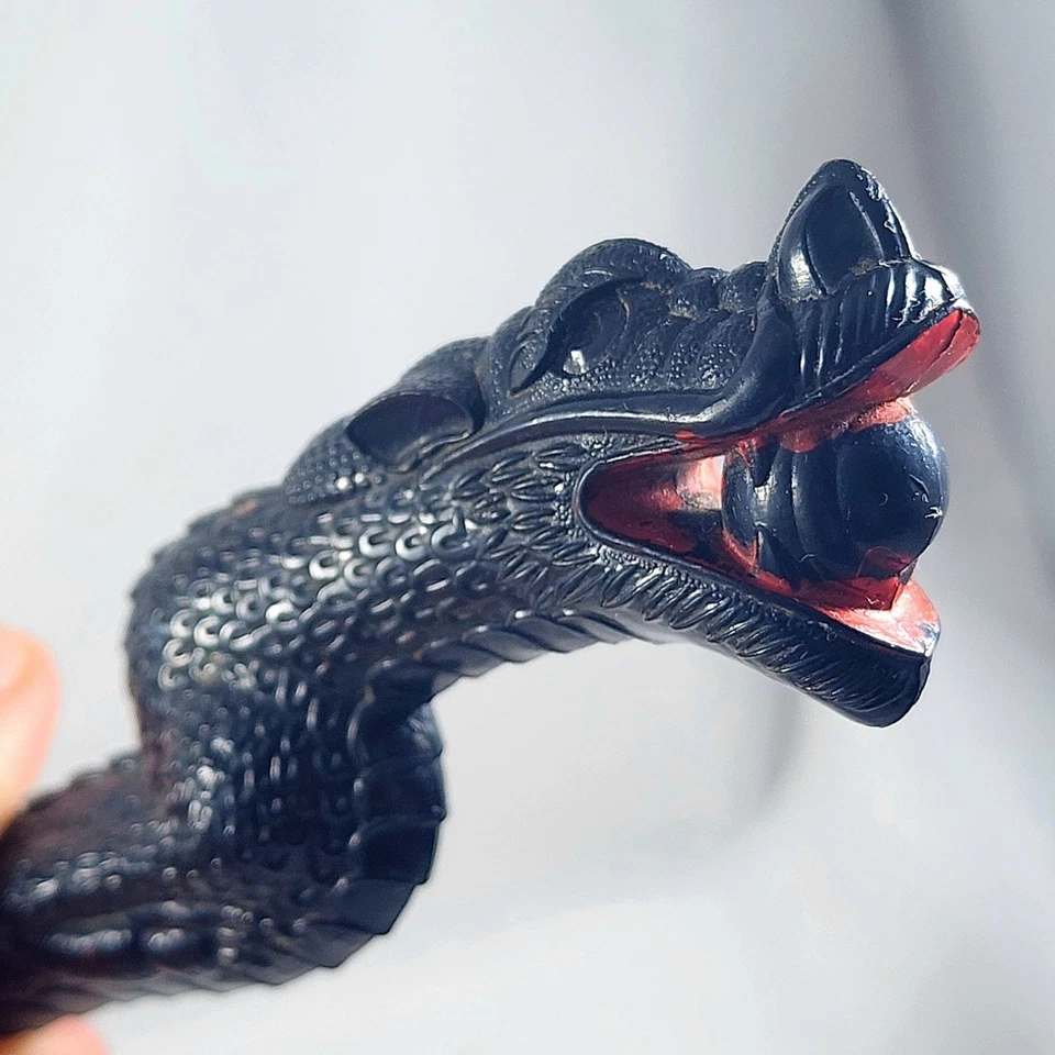 Винтажный японский дракон обувной рожок черный фантазия азиатский стиль мифический зверь палочка - Изображение 4 из 4