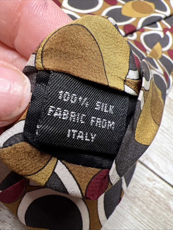 男式复古 Oleg 卡西尼几何形状领带 100% 真丝美国制造(意大利)4 — 第 4/4 张图片