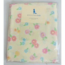 Pottery Barn Kids Lily Percale Bedding Crib Sheet Yellow Pink Floral Nursery New