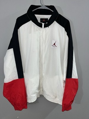 Nike Air Jordan Legacy Flight White Black Red Nylon Jacket Zip Up