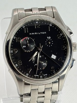 Hamilton H386120 Jazzmaster Chronograph Watch Stainless Steel 5 BAR Dial