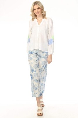 Charlie B Celestial Printed Cropped Linen Blend Pant C5462RP-913B