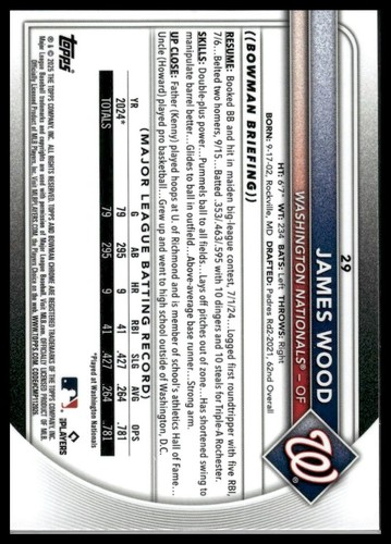 Refractor geométrico Bowman Chrome Prospect Green 2025 #/99 - 29 James Wood (RC) - Imagen 2 de 2