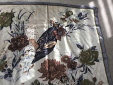3.2 foot square floral design silk blend scarf