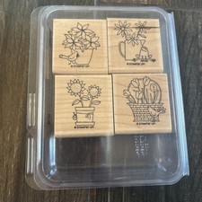 Stampin' Up A Flower for All Seasons Wood Mount Stamp Set Retired Set of 4