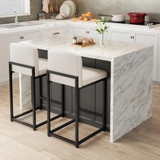 Modern Bar Stools Set of 2, Upholstered Counter Height 24.8" Bar Stools