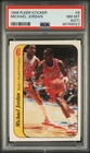 1986-87 Fleer Basketball Michael Jordan Sticker #8 Rookie RC Card PSA 8