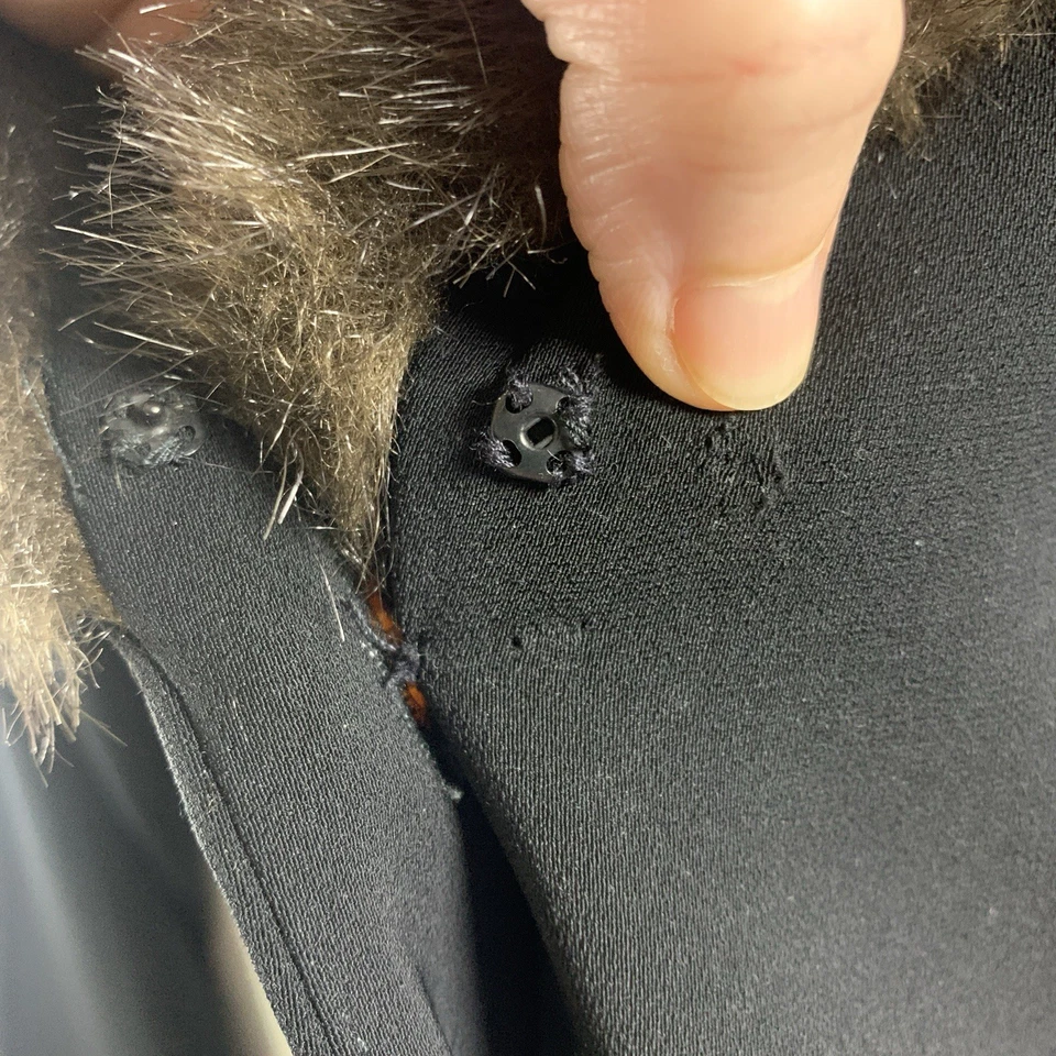 复古女式人造毛皮领轻便纽扣上衣 14 码娇小老钱 — 第 3/4 张图片