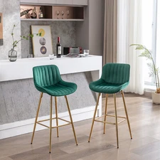 30'' Set of 2 Bar Stool Kitchen Counter Height Upholstered Dining Chair
