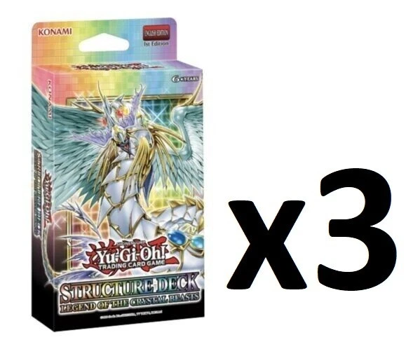 Yugioh Juego de Cartas Coleccionables Leyenda de las Bestias de Cristal 1ª Edición Estructura Barajas x 3 SELLADAS!