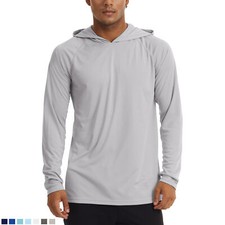 Mens UPF 50 Hoodie Long Sleeve Outdoor Sun Shirts Hiking Fishing Team Work Tops