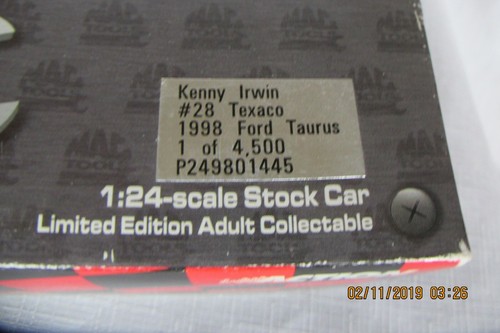 Kenny Irwin #28 Texaco Ford Taurus Mac Tools 1:24 Die Cast Bank (1 of 4500) - Picture 2 of 9