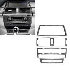 4Pcs Kohlefaser Innenraum Mittelkonsole Abdeckung Trim F�r BMW X5 E70 X6 E71