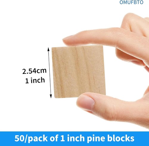 50Pcs Wooden Cubes 1inch Natural Wooden Blocks Unfinished Wood Blocks for Woo... - Picture 2 of 3