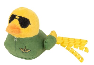 GOOSE PILOT DUCK CAT TOY PREMIUM PLUSH w/ CATNIP CRINKLE & COILED RIBBON TAIL