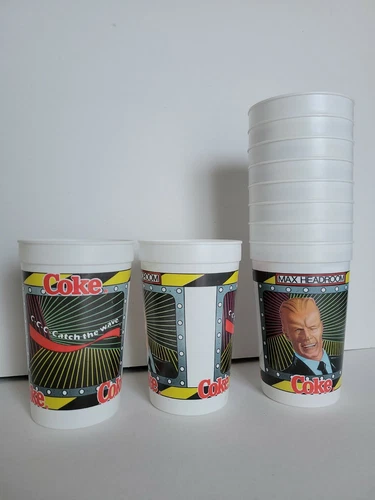 10 Vintage Coca Cola Coke Max Headroom Plastic Advertising Cups-New