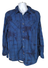 AFFLICTION Men's XL Blue Embroidered Button Up Shirt K4 