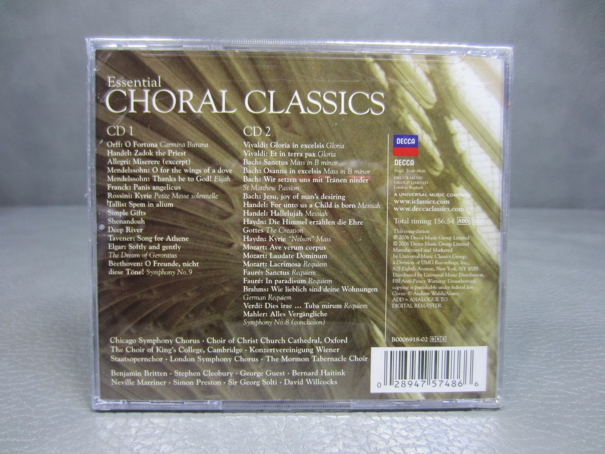 Essential Choral Classics (CD, Apr-2006, 2 Discs, Decca) for sale