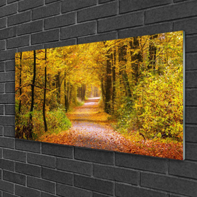 Tableau Sur Verre Tulup – Forêt, 100x50 Cm, Impression Moderne, Brun/vert