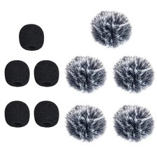 5 Packs Lavalier Microphone Wind Screen Furry Muffs 5 deadcats and 5x1cm foam