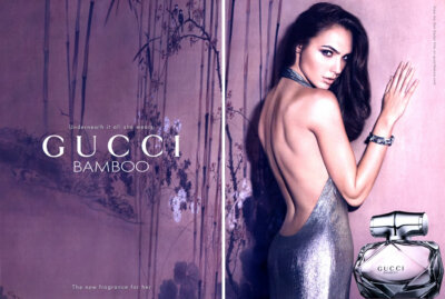 2015 Gucci Bamboo Gal Gadot perfume 2-page MAGAZINE AD