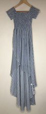Show Me Your Mumu Willa Dress Blue White Striped Smocked Elastic Women’s Size XS