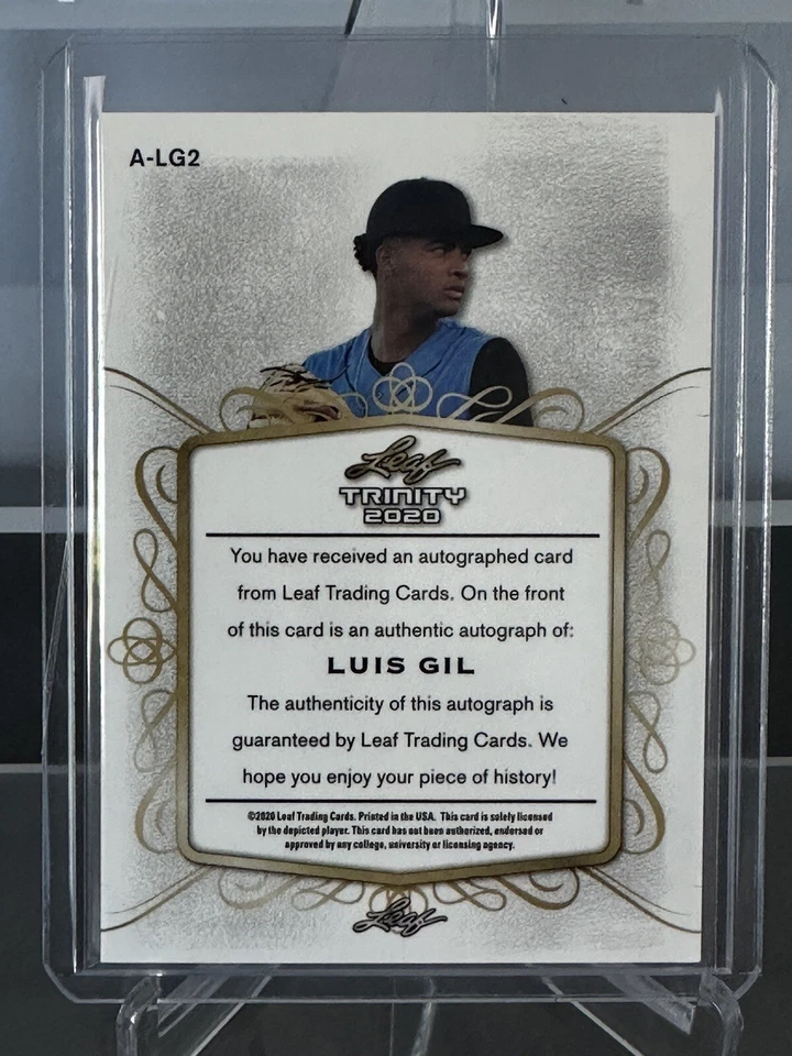 LUIS GIL 2020 Leaf Trinity XRC Rookie Auto Yankees - Image 2 of 2