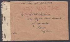 RAF / Post Office Maritine / appears double Censor / OAS to Morecombe, Lancs