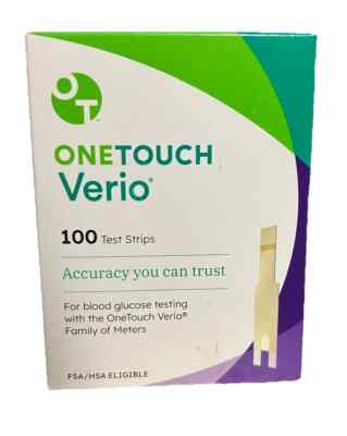 New One Touch VERIO Diabetic Blood Glucose Test Strips 100 Count
